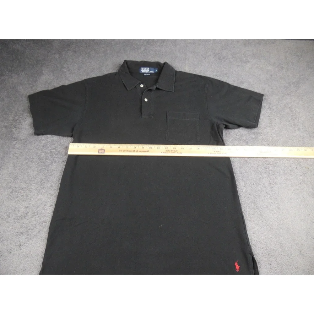 Polo Ralph Lauren Mens Black Cotton Pocket Polo Shirt Red Pony Logo Size M